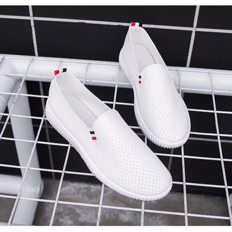 Espadrille Slip On - Women Sneakers White Flats Cut-Out Woman