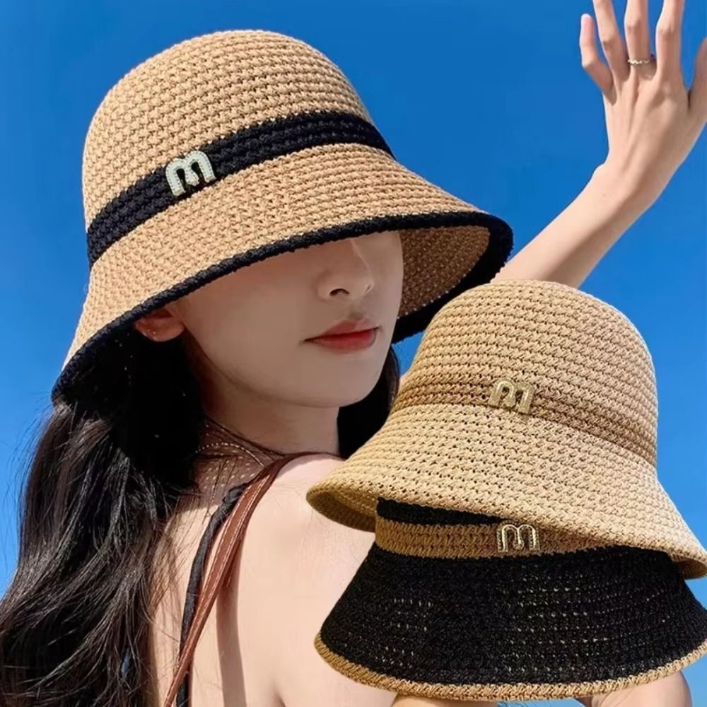 Bucket Hat Straw - Breathable Elegant Bow Fisherman Hat Foldable