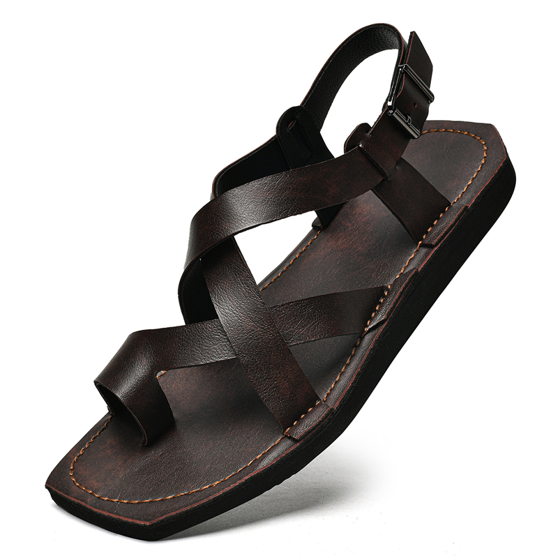Flip Flop Leather Men - Retro Sewing Sandals Slipper Non-slip Leather