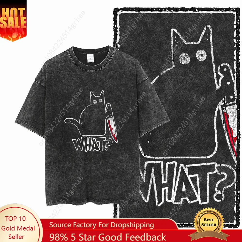 Tee Graphic Print - COOLMIND DB cat Printed Cotton Acid