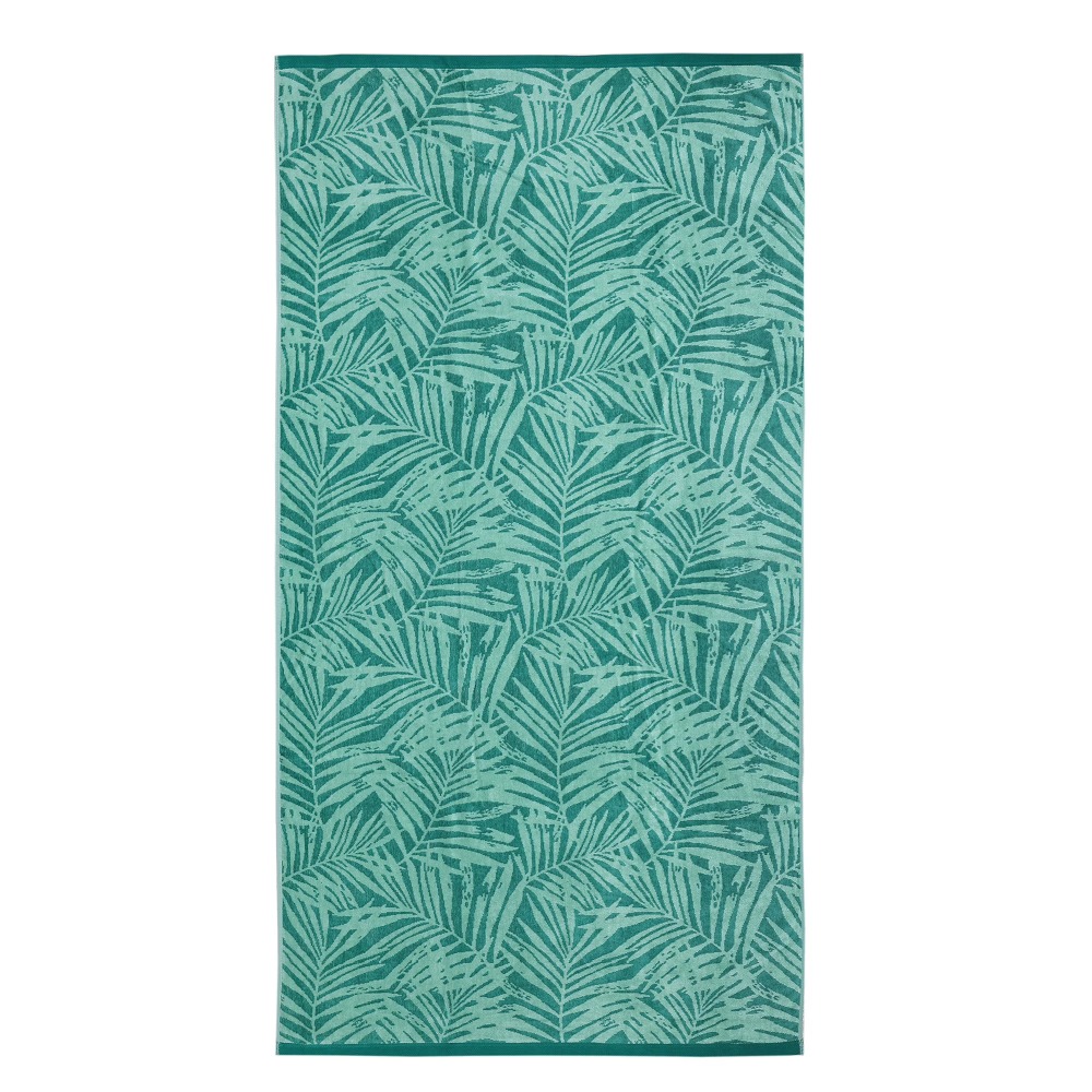 Beach Towel Large - Oversized Green Palm Print Beach Towel