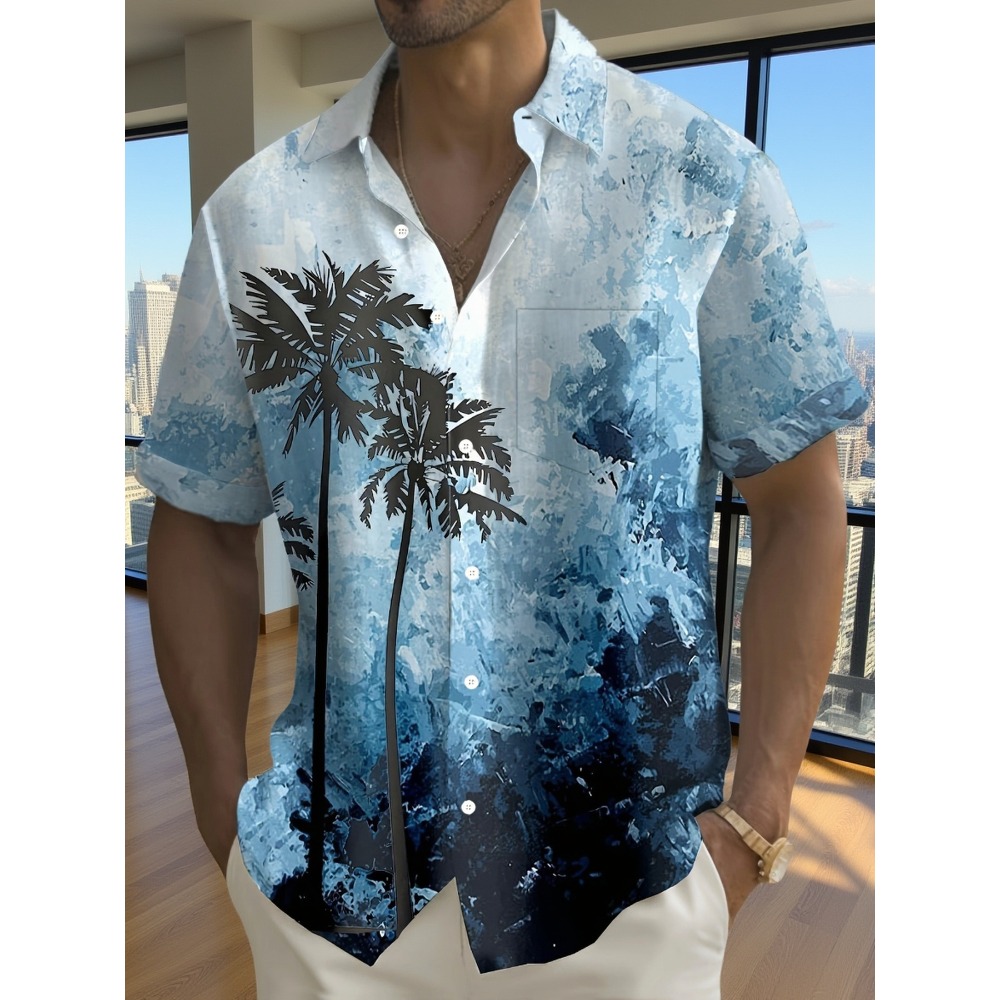 Resort Shirt Floral - Minimal Ink Texture Lapel Resort Shirt