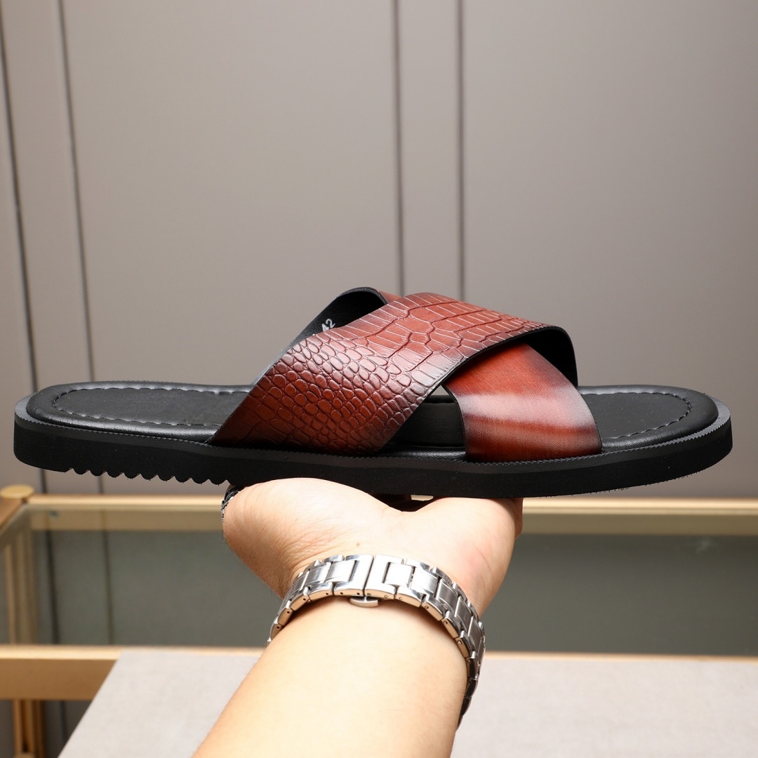 Flip Flop Leather Men - Luxury Brand Men's Shoes Handmade Fashion
