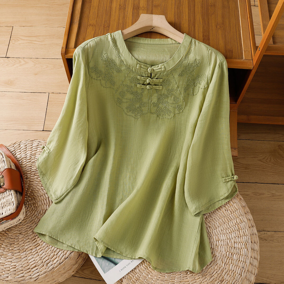 Shirt Camp Collar - Chinese Style Round Collar Button Cotton