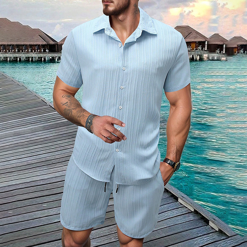 Shirt Camp Collar - 2026 New Men Vertical Wrinkle Lapel