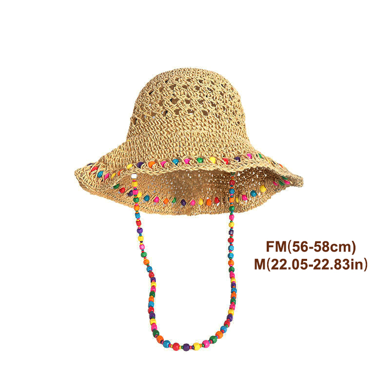 Bucket Hat Straw - Retro Versatile Hollow Big Brim Beach