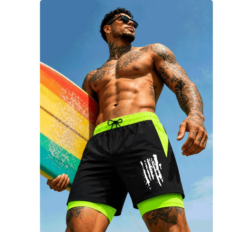 Trunks Board Surf - Men'S Two-In-One Double Layer Swimming Trunks