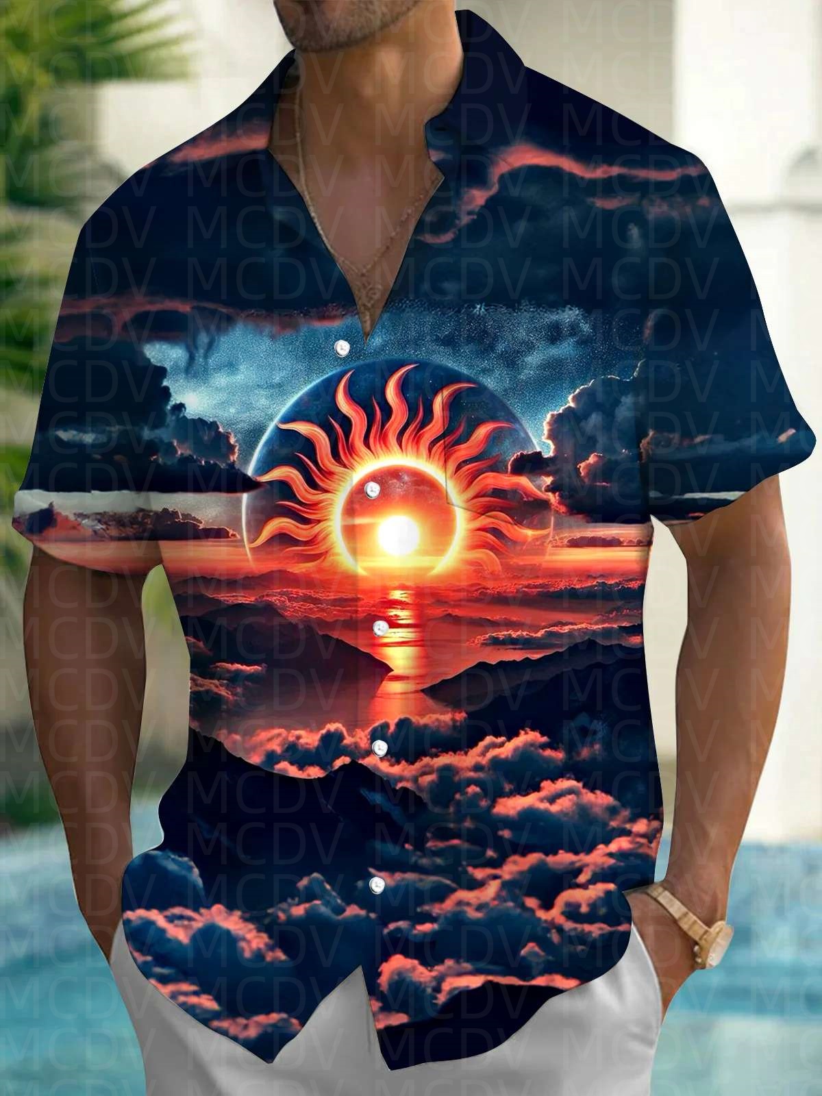 Sun Pattern Style Men's Hawaii - Shirt Camp Collar recension och pris
