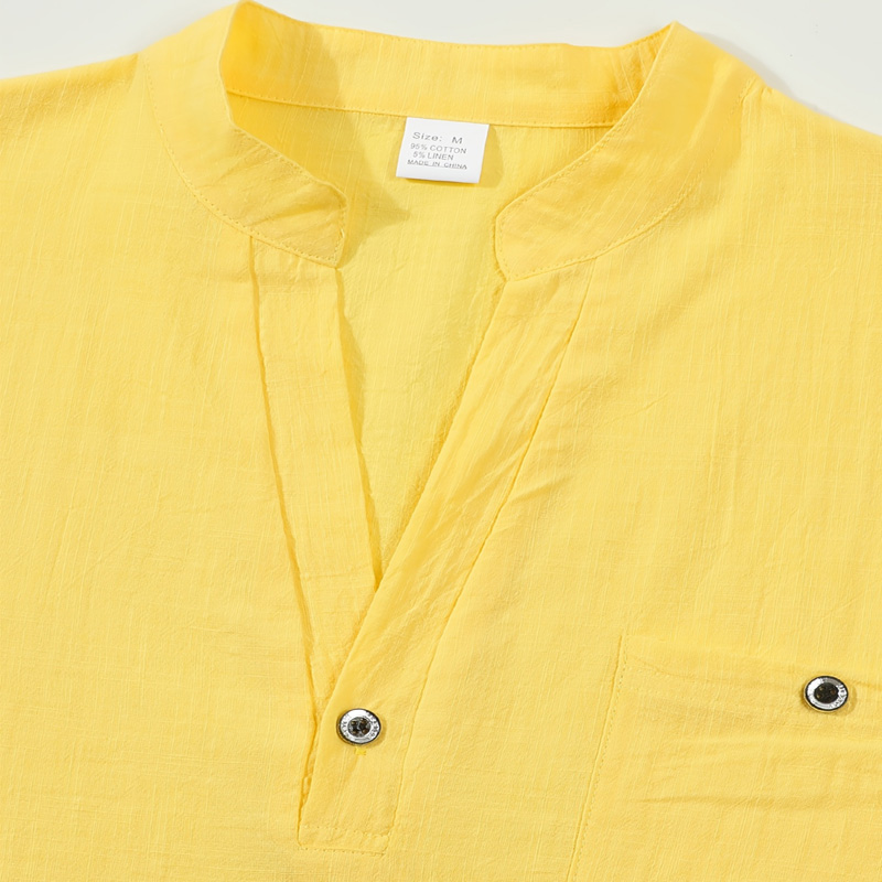 Men's Cotton Linen Henley Shir - Linen Shirt Breathable recension och pris