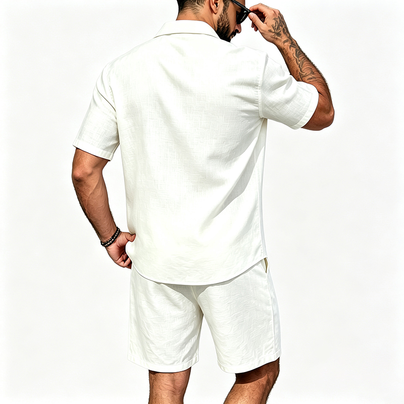 Men Linen Two Piece Outfit Sho - Linen Shirt Breathable recension och pris
