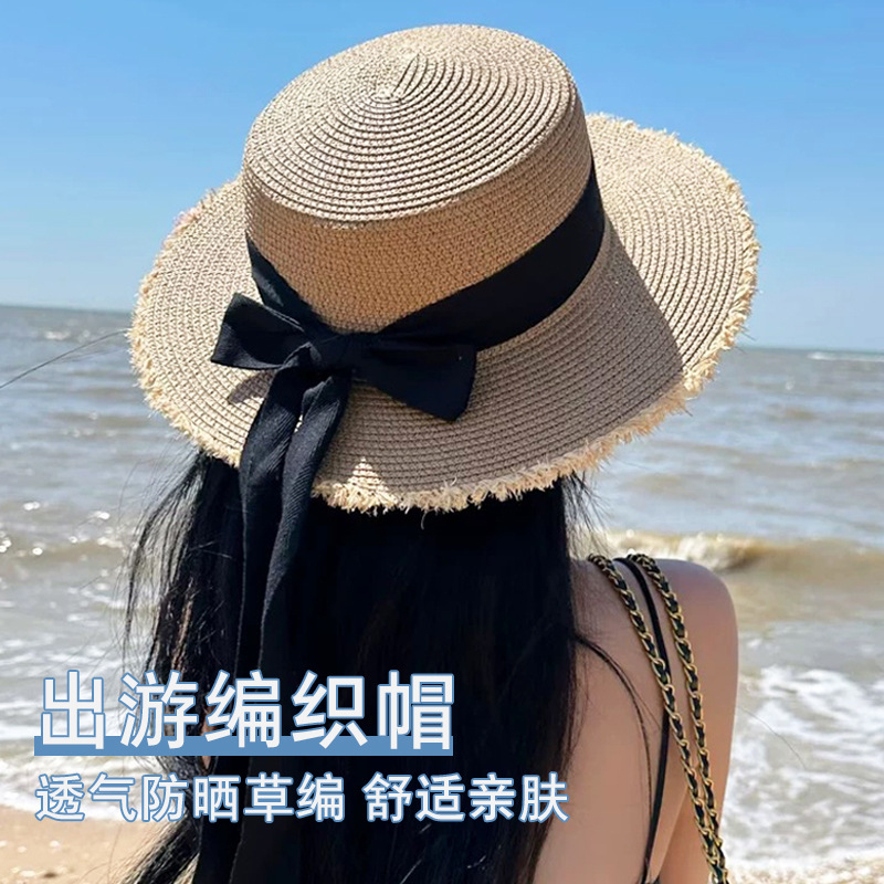 Women Straw Sun Hat Bowknot Su - Packable Hat Nylon recension och pris