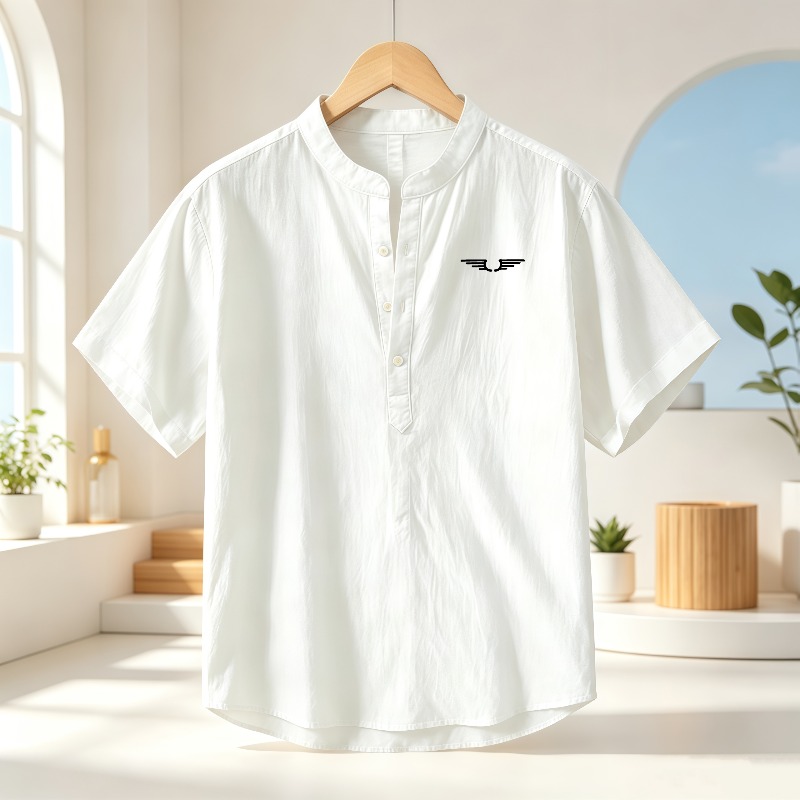 Men's cotton and linen Henley  - Linen Shirt Breathable recension och pris