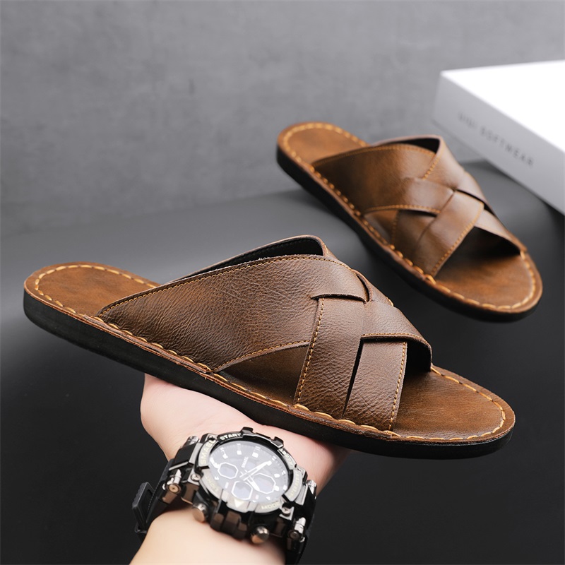 Genuine Leather Men Casual San - Flip Flop Leather Men recension och pris