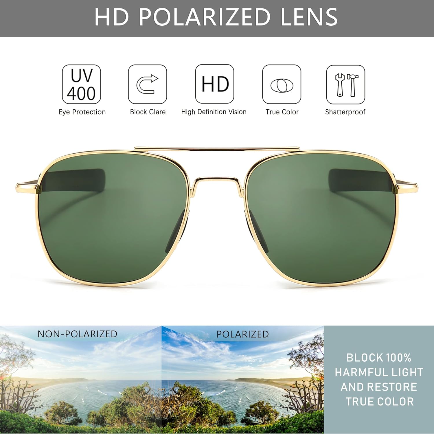 Men's Military Style Polarized - Sunglasses Aviator Polarized recension och pris