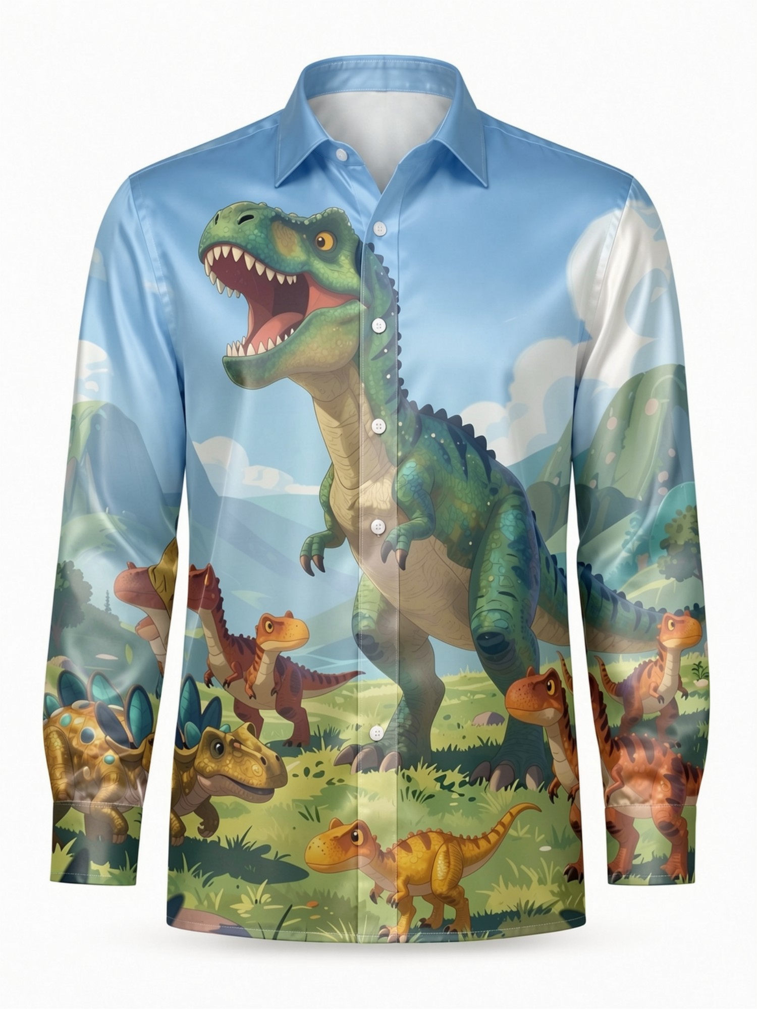 Mens Fashion Satin Long Sleeve - Resort Shirt Floral recension och pris
