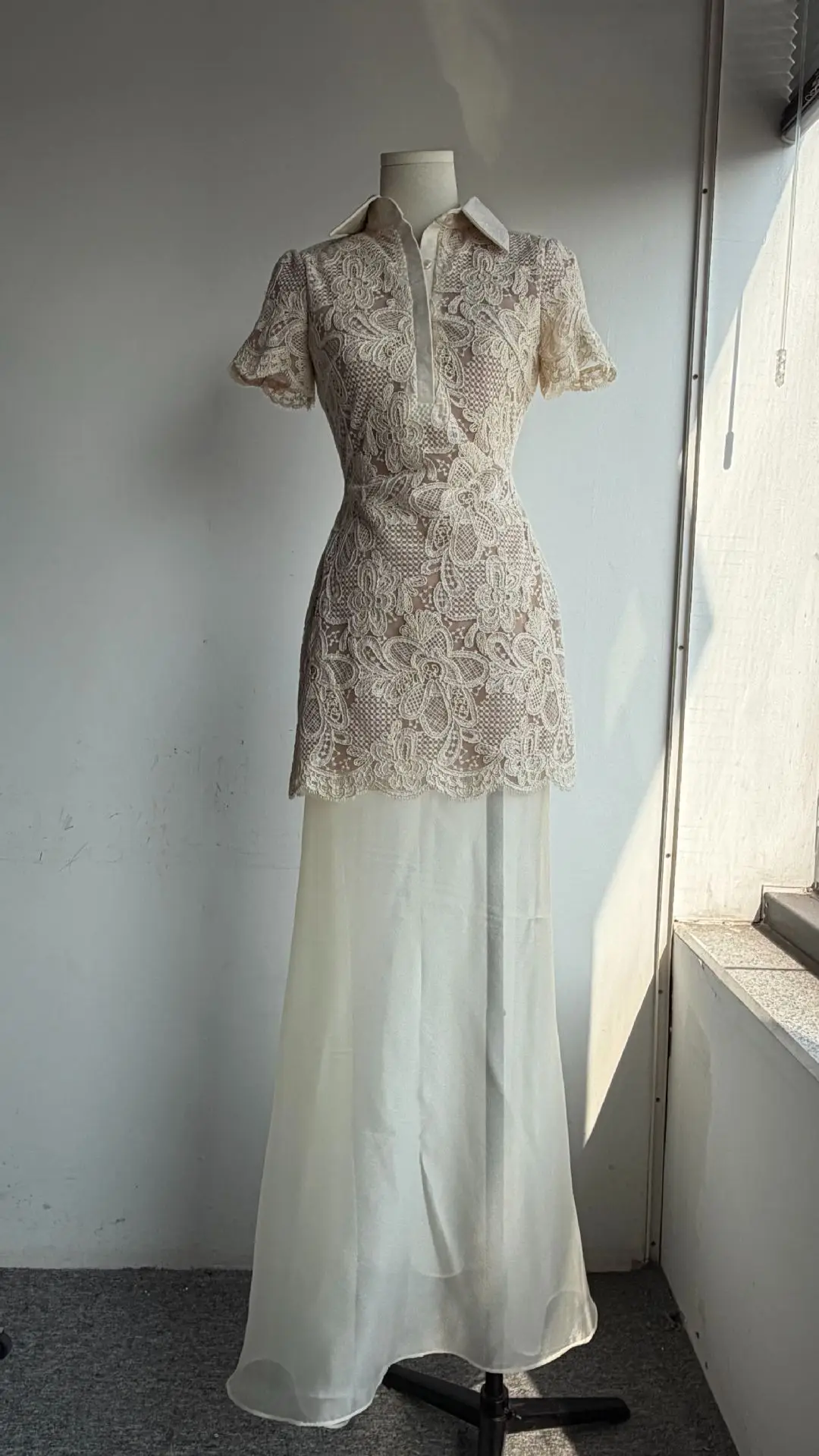 Vintage High Collar Short Slee - Resort Shirt Floral recension och pris