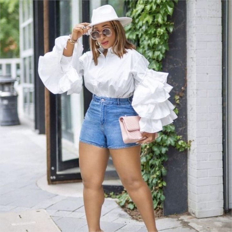 Women White Shirts Solid Full  - Shirt Camp Collar recension och pris