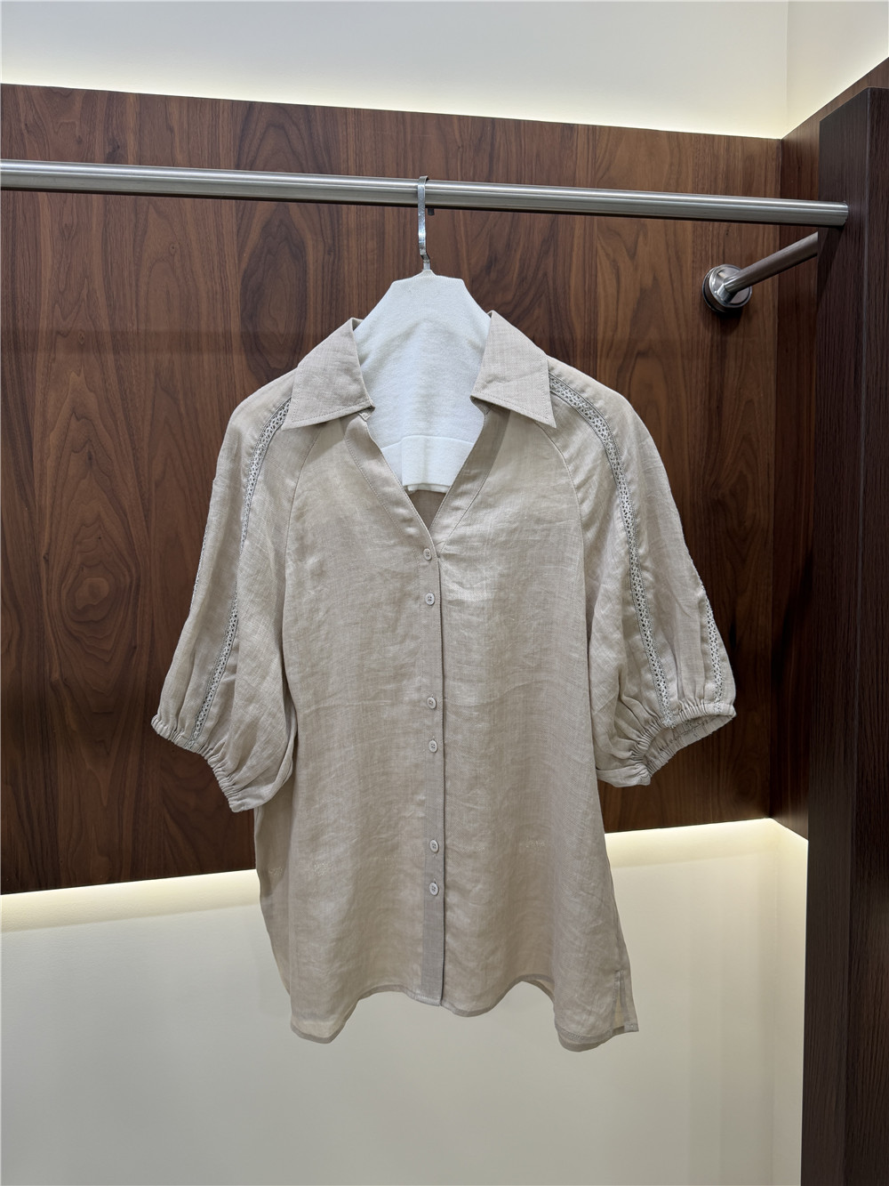 Women's Lape Short-Sleeve Shir - Short Linen Drawstring recension och pris