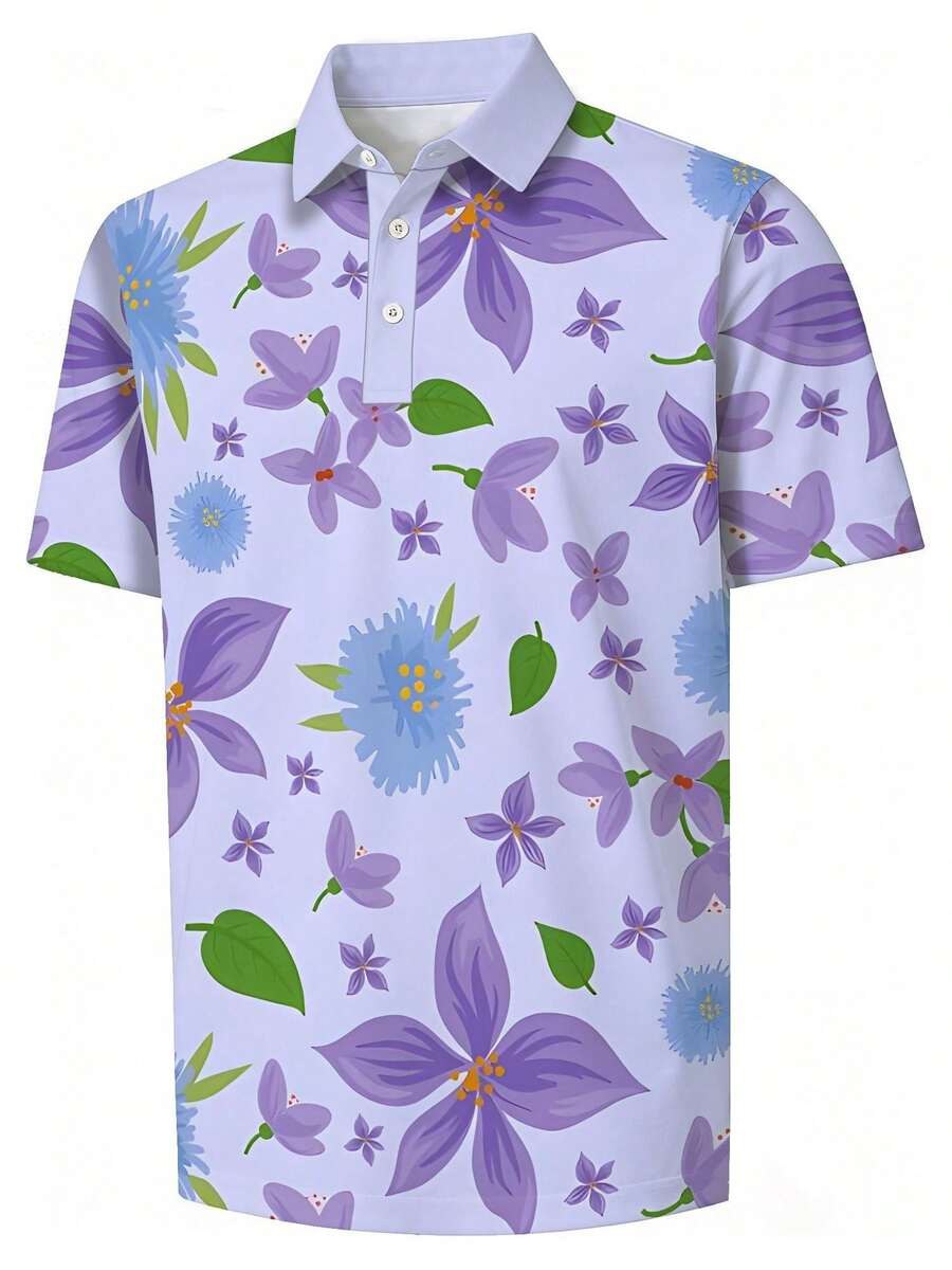 Mens Floral Print Pique Shirt  - Polo Shirt Pique recension och pris
