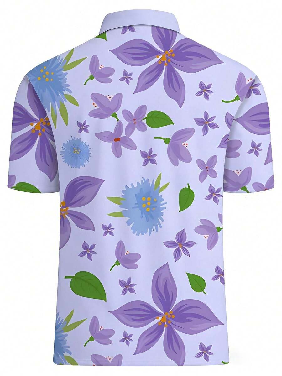 Mens Floral Print Pique Shirt  - Polo Shirt Pique recension och pris
