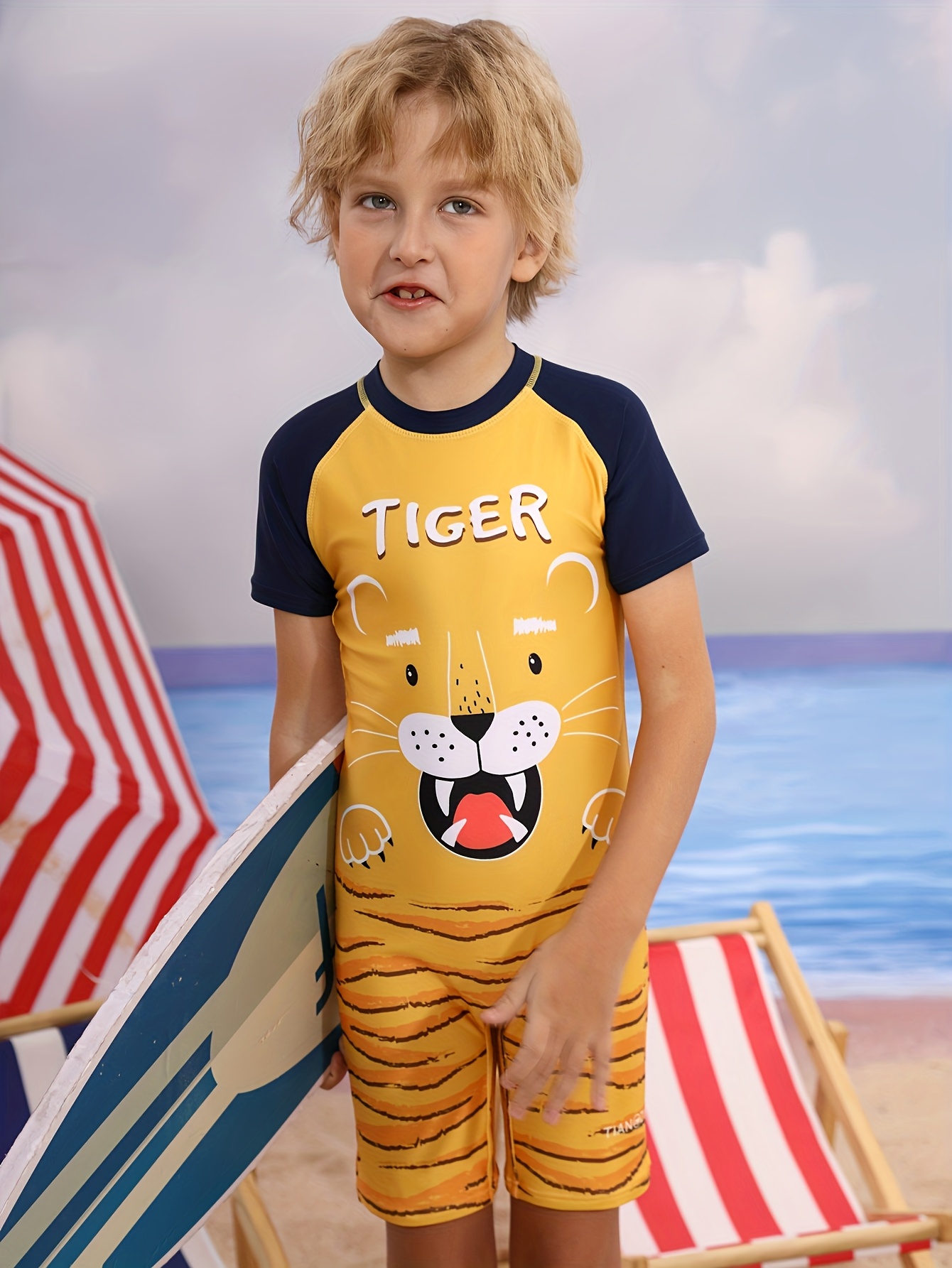 Cute Tiger Children's One-piec - Swim Trunk Quick Dry recension och pris