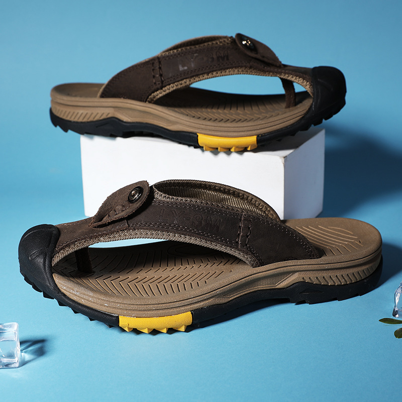 New Men's Genuine Leather Flip - Flip Flop Leather Men recension och pris