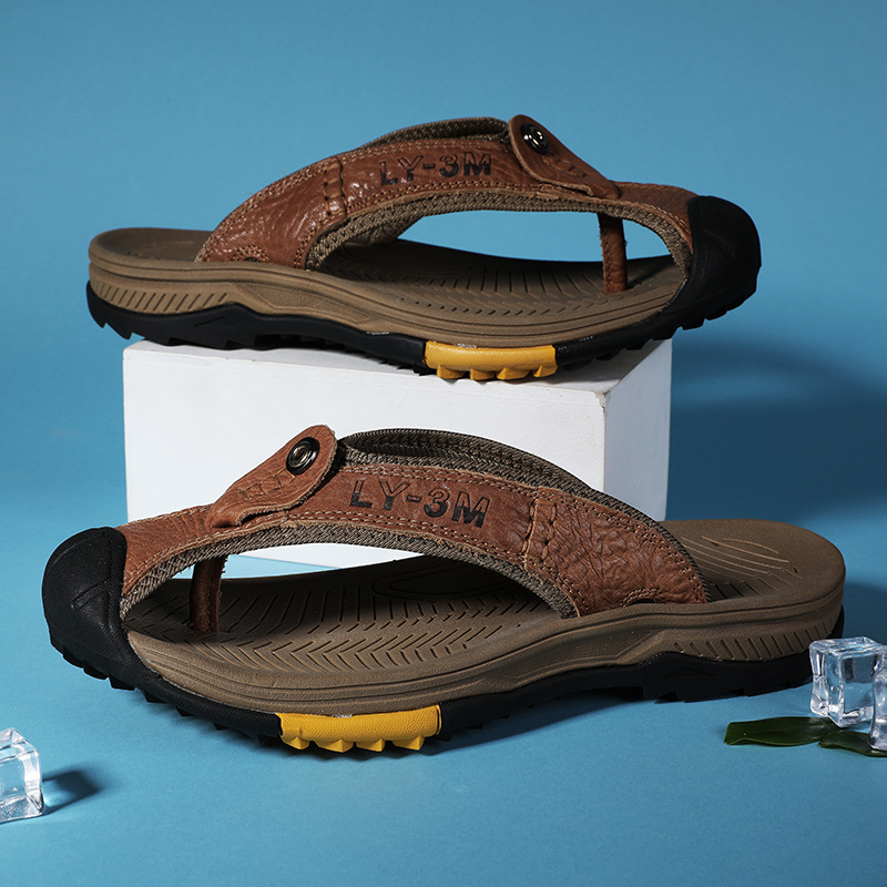 New Men's Genuine Leather Flip - Flip Flop Leather Men recension och pris