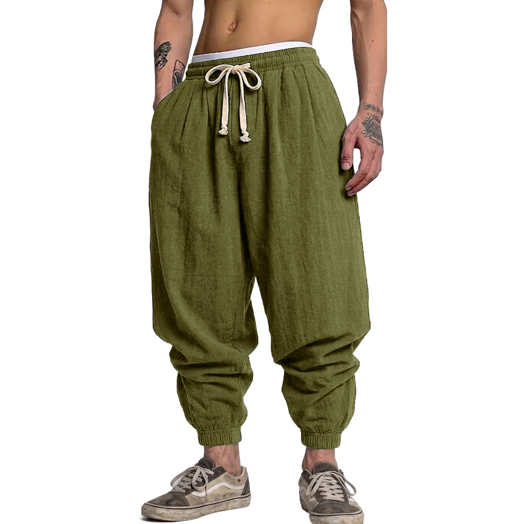 Korean Cotton Linen Trousers A - Short Linen Drawstring recension och pris