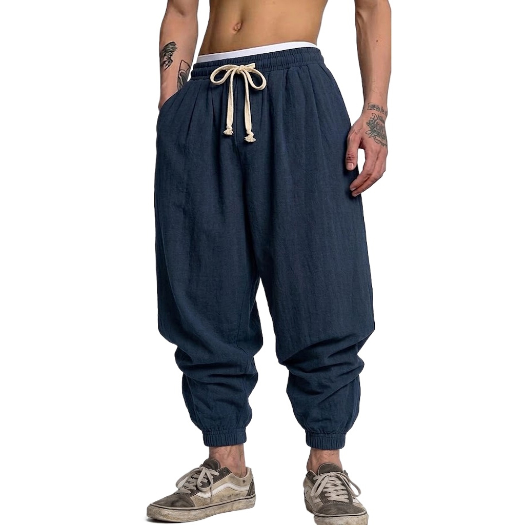 Korean Cotton Linen Trousers A - Short Linen Drawstring recension och pris