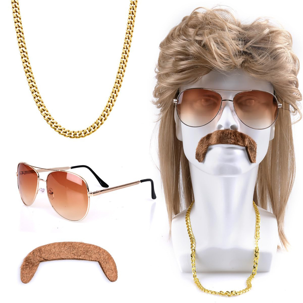 80s Disco Synthetic Wig Set Go - Sunglass Retainer Cord recension och pris
