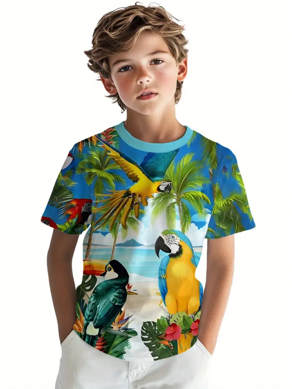 Kids' Tropical Macaw Parrots B - Tee Graphic Print recension och pris