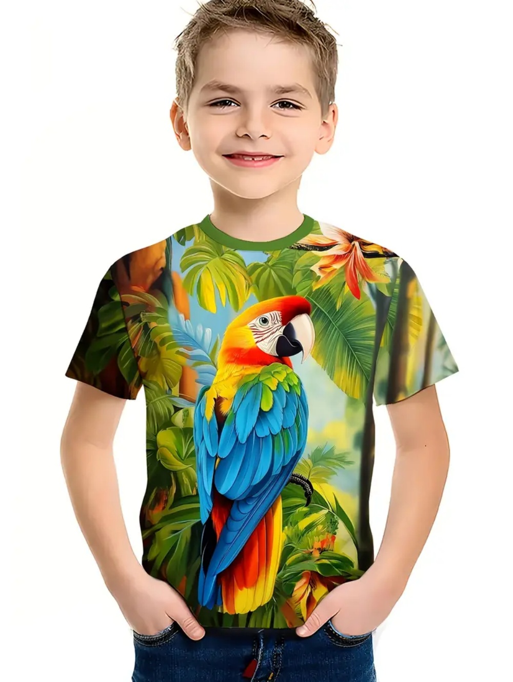 Kids' Tropical Macaw Parrots B - Tee Graphic Print recension och pris