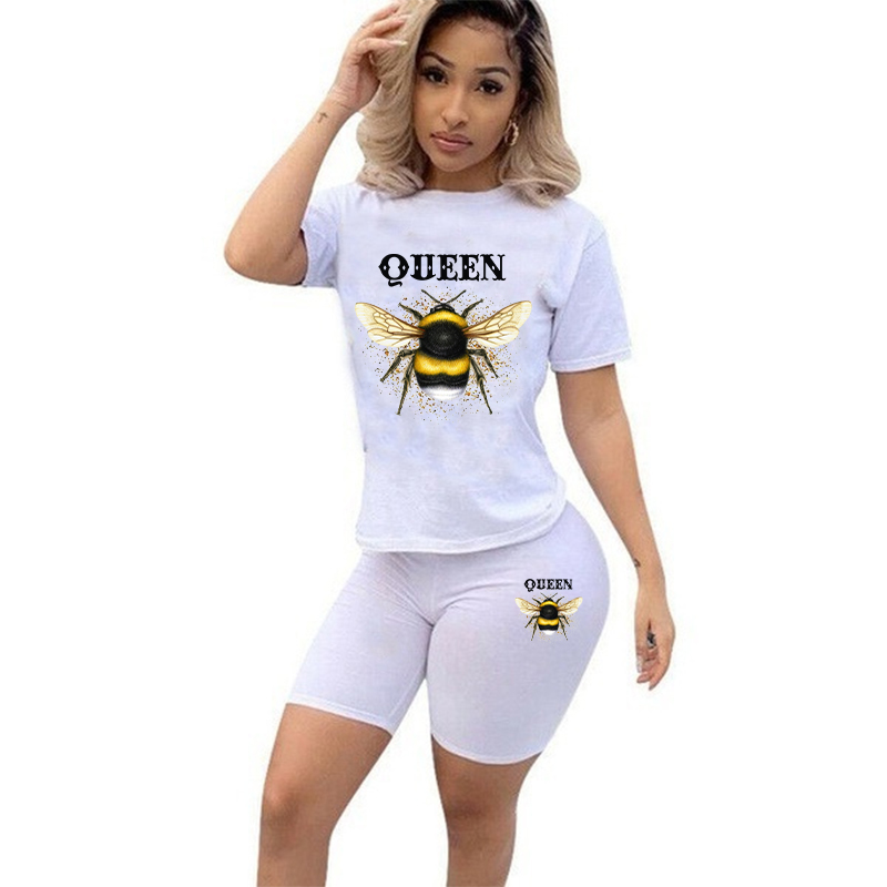 Women Two Piece Set Summer Sho - Tee Graphic Print recension och pris