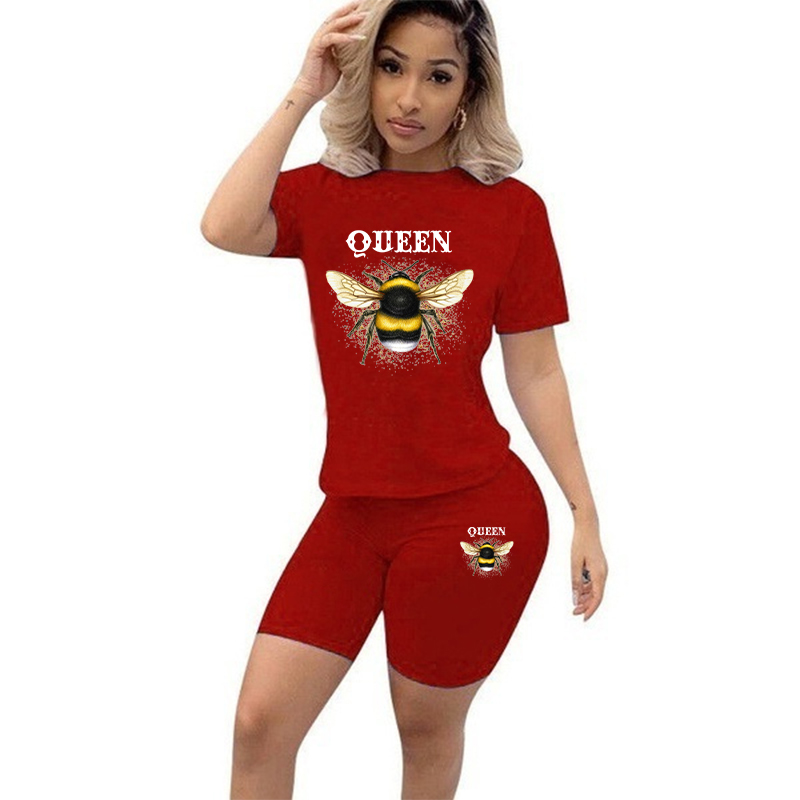 Women Two Piece Set Summer Sho - Tee Graphic Print recension och pris