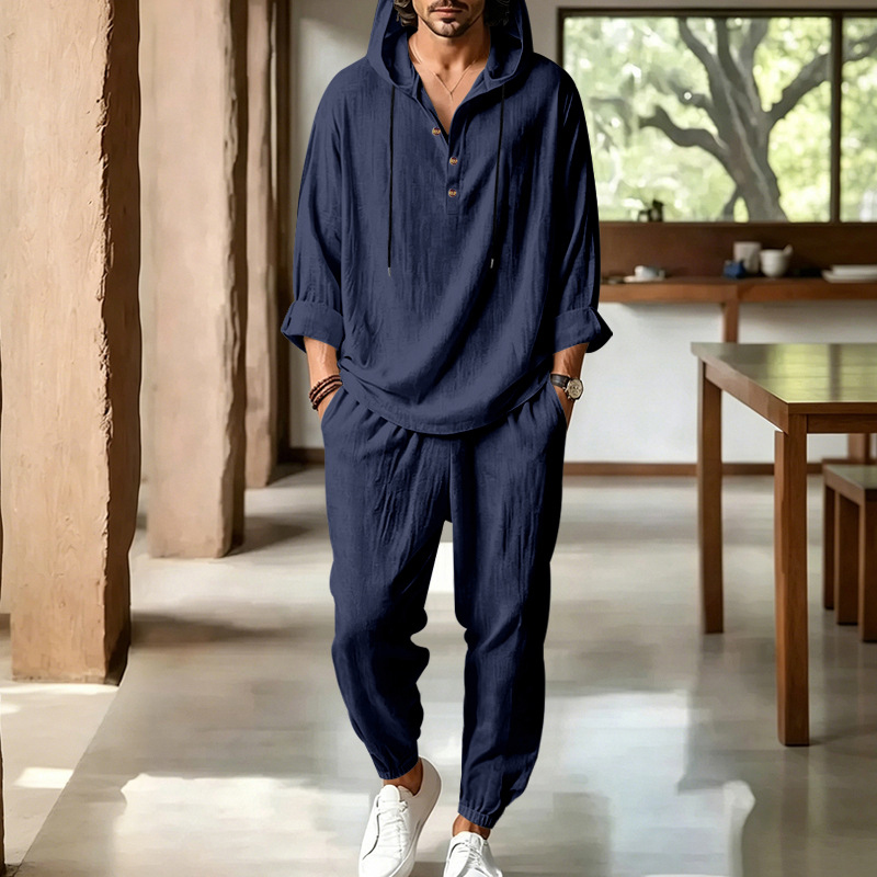 Men's Summer Linen 2 Piece Set - Short Linen Drawstring recension och pris