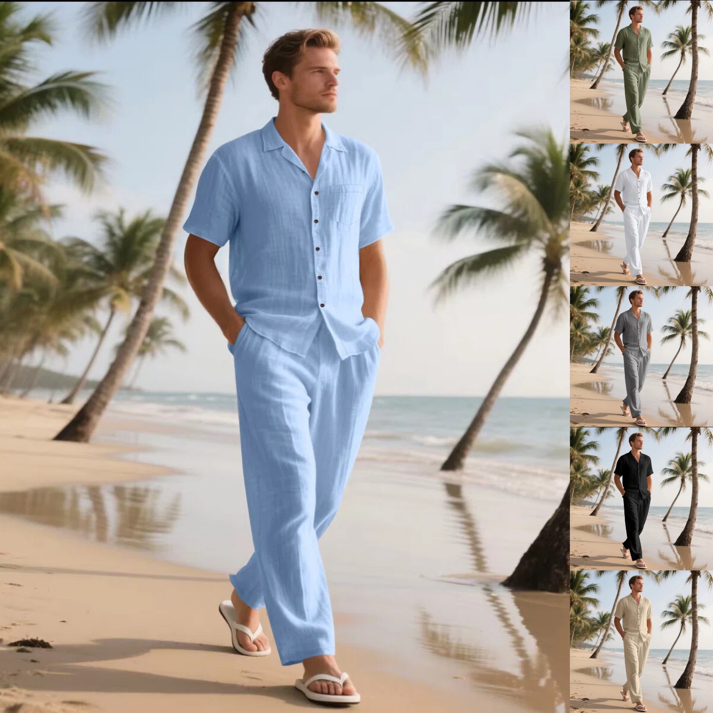 Summer Men's New Linen Casual  - Short Linen Drawstring recension och pris