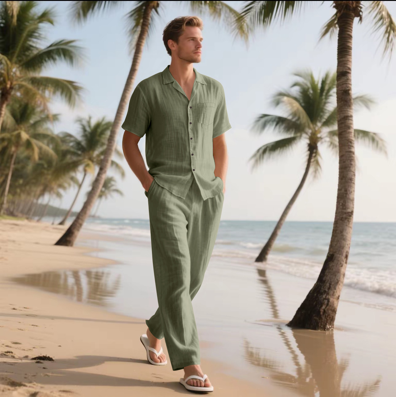 Summer Men's New Linen Casual  - Short Linen Drawstring recension och pris