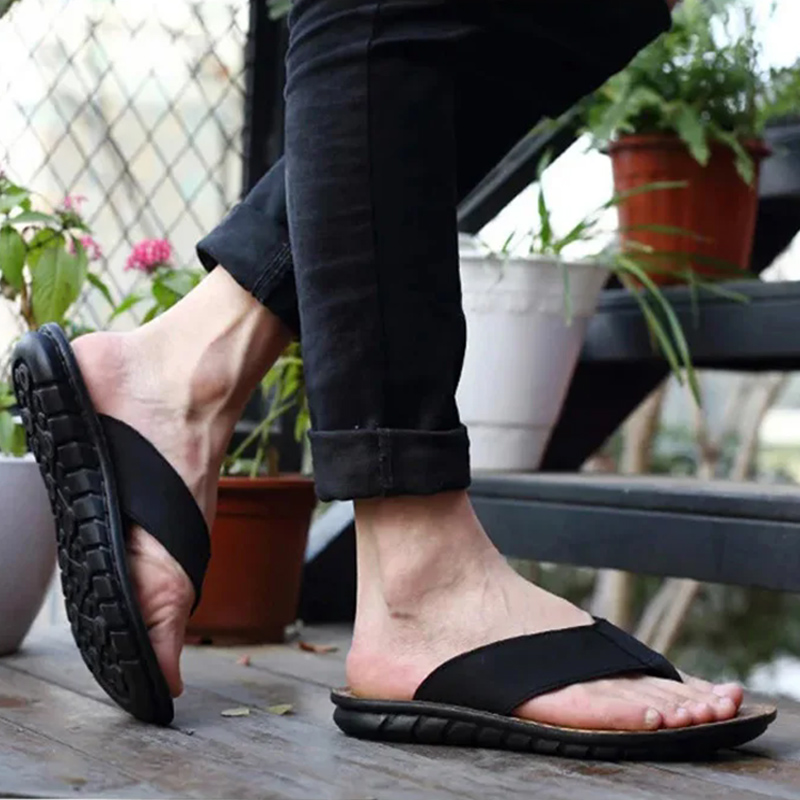 Summer Shoes Men Slippers Genu - Flip Flop Leather Men recension och pris