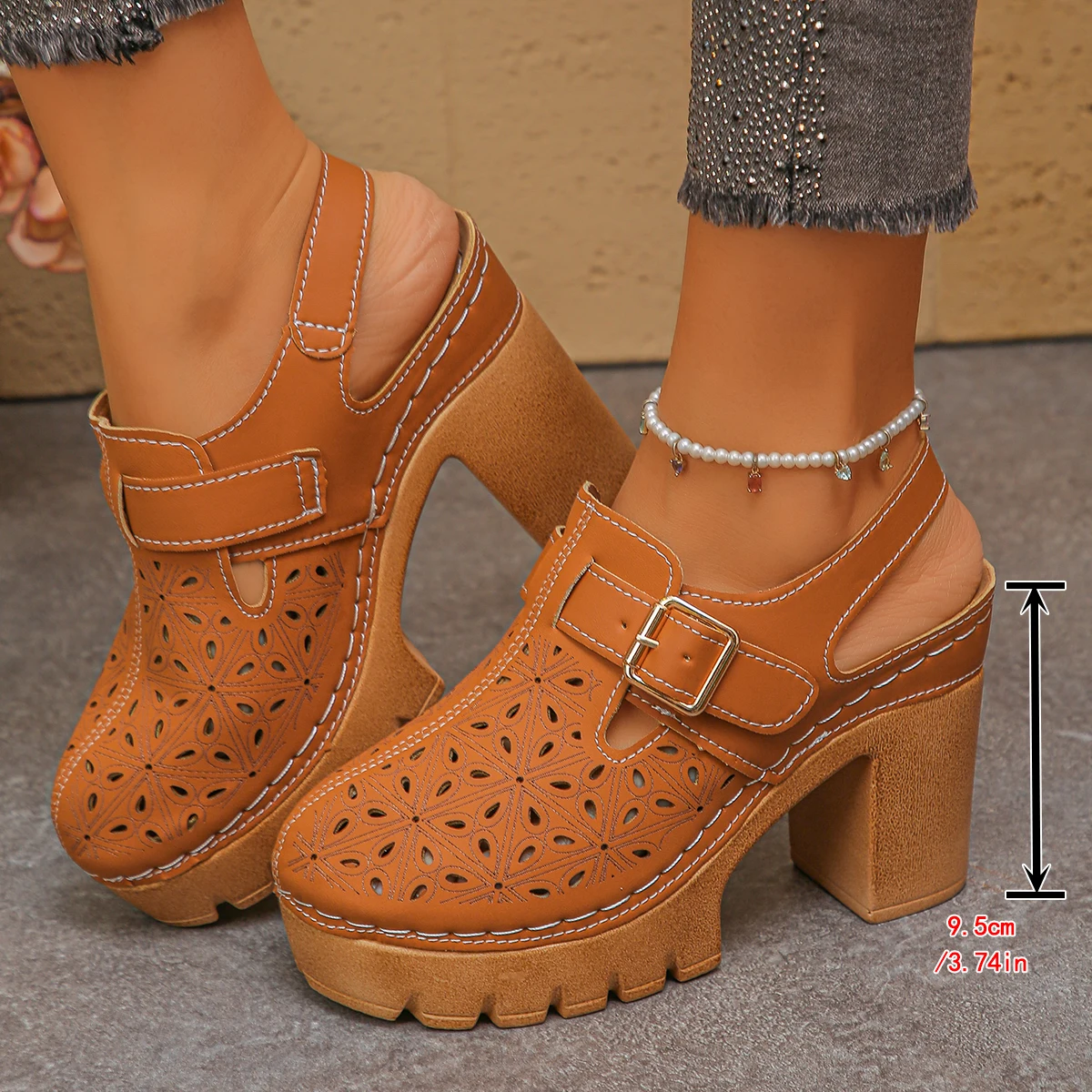 Large Size Women's Thick Heel  - Casual Sandal Leather recension och pris