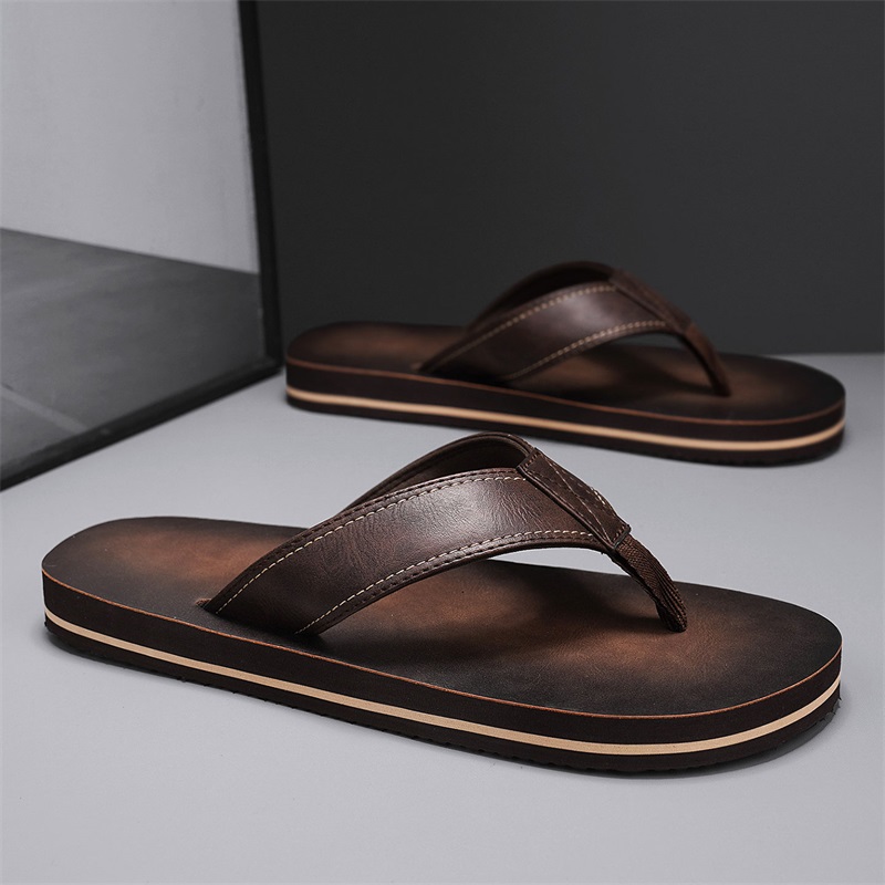 Men's Vintage Washed Faux Leat - Flip Flop Leather Men recension och pris
