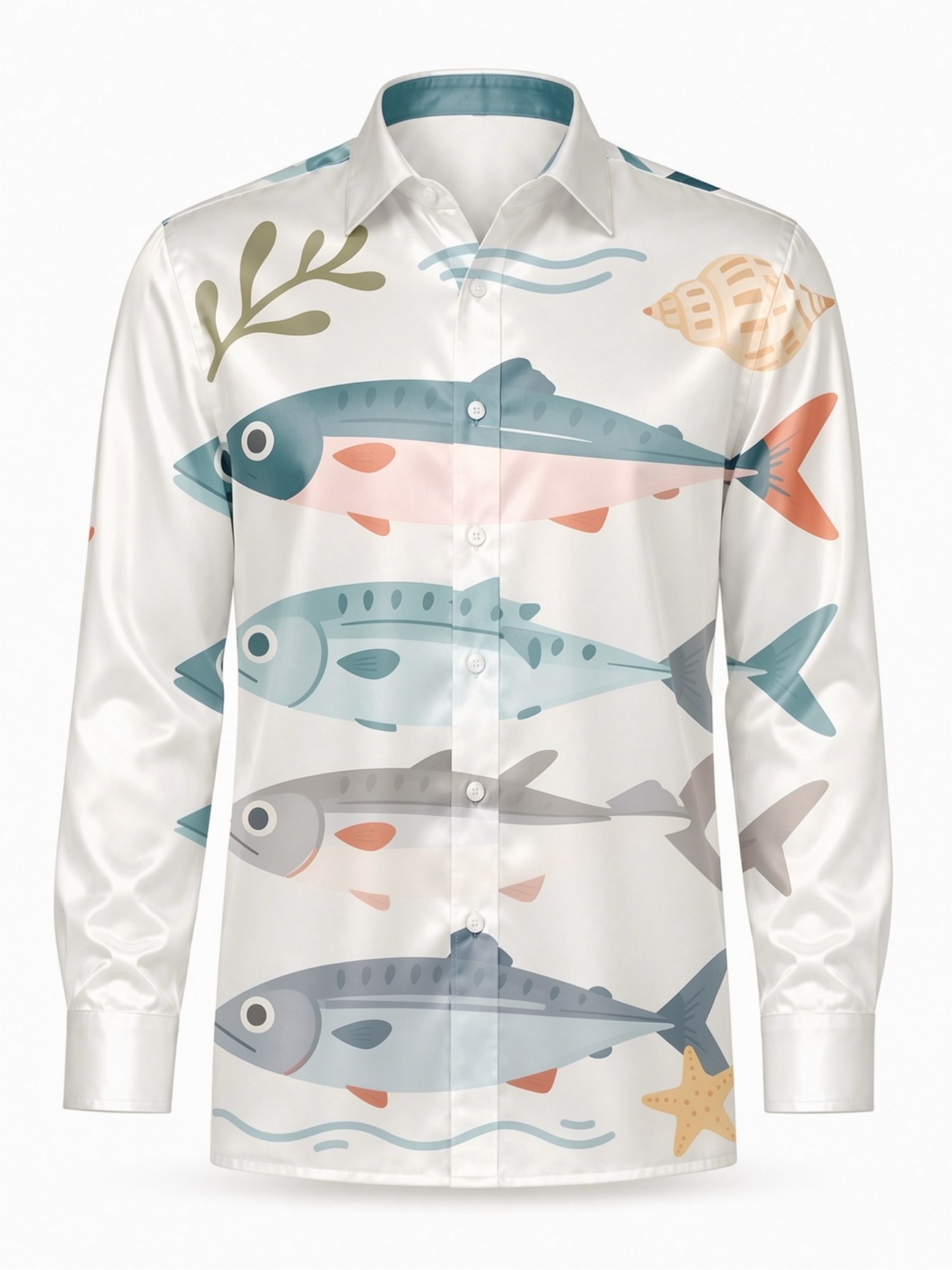 Mens Luxury Satin Long Sleeve  - Resort Shirt Floral recension och pris