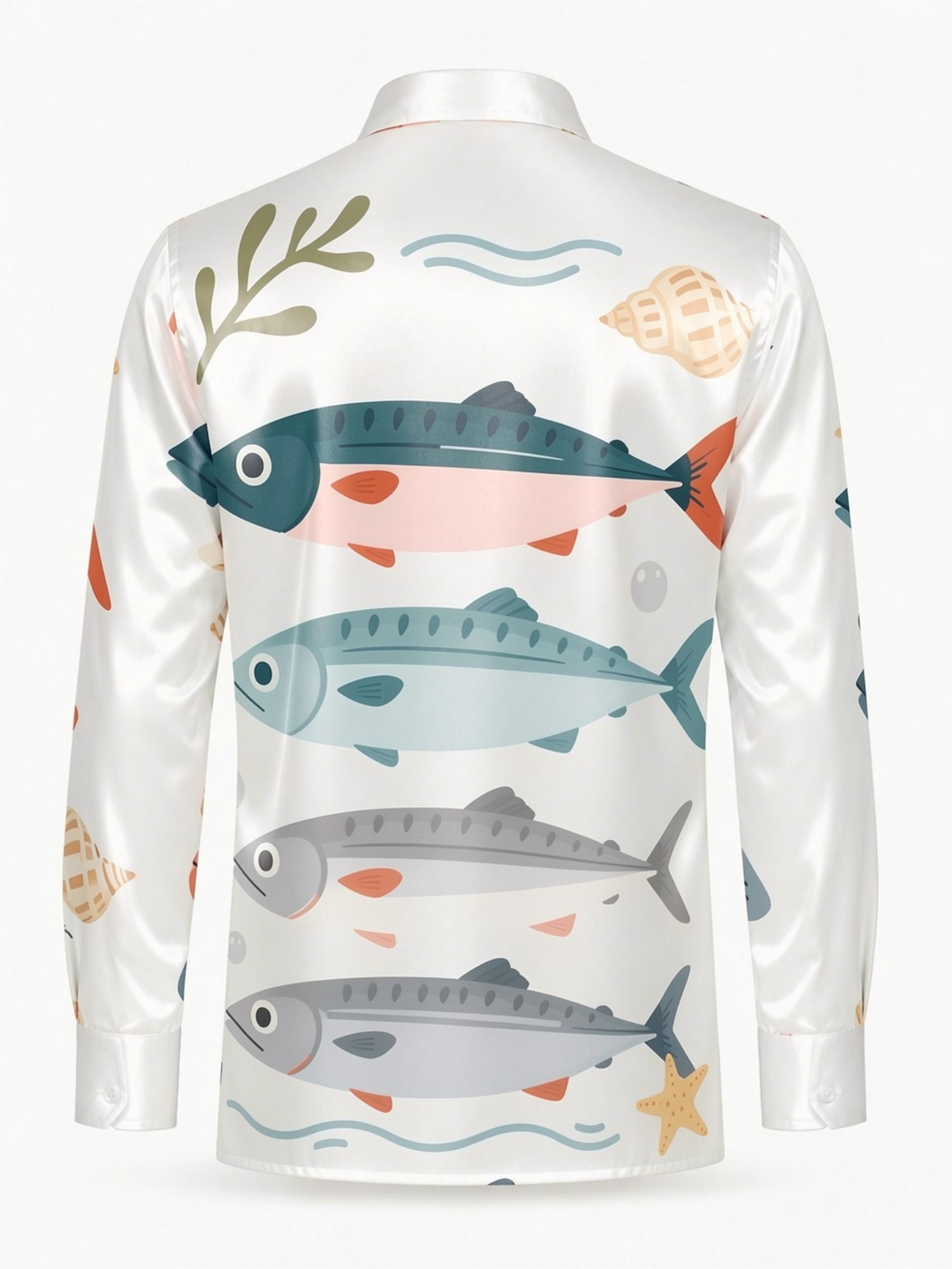 Mens Luxury Satin Long Sleeve  - Resort Shirt Floral recension och pris