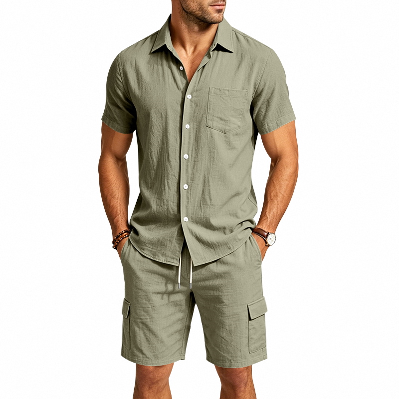 Men Summer American Linen Two  - Linen Shirt Breathable recension och pris
