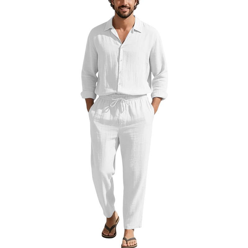 Spring Summer Linen Casual Set - Linen Shirt Breathable recension och pris