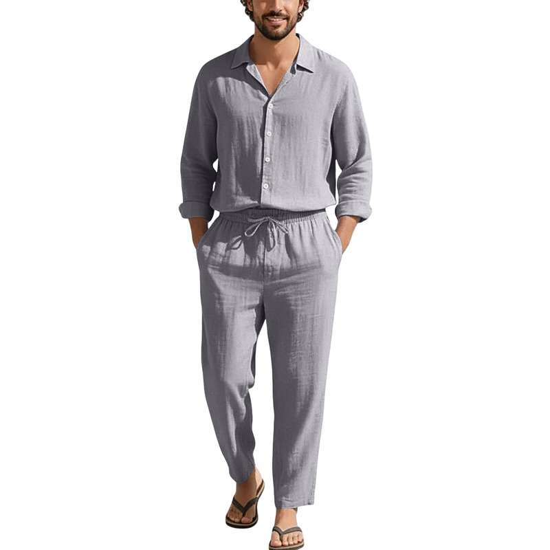 Spring Summer Linen Casual Set - Linen Shirt Breathable recension och pris