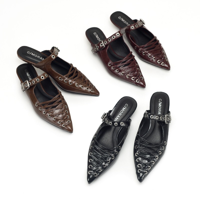 Pointed Toe Lace Up Women Slip - Casual Sandal Leather recension och pris