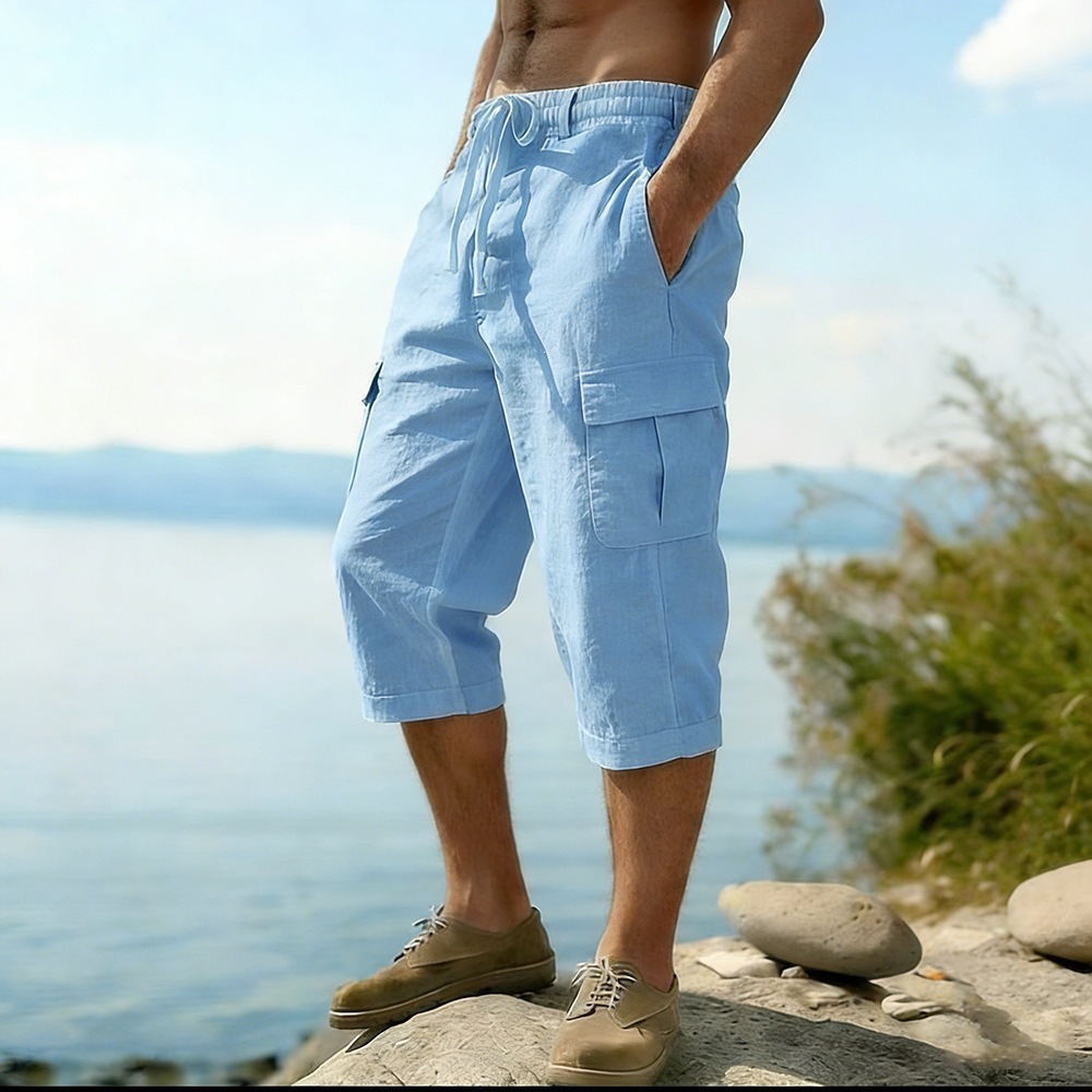 Men Summer Cotton Linen Shorts - Short Linen Drawstring recension och pris