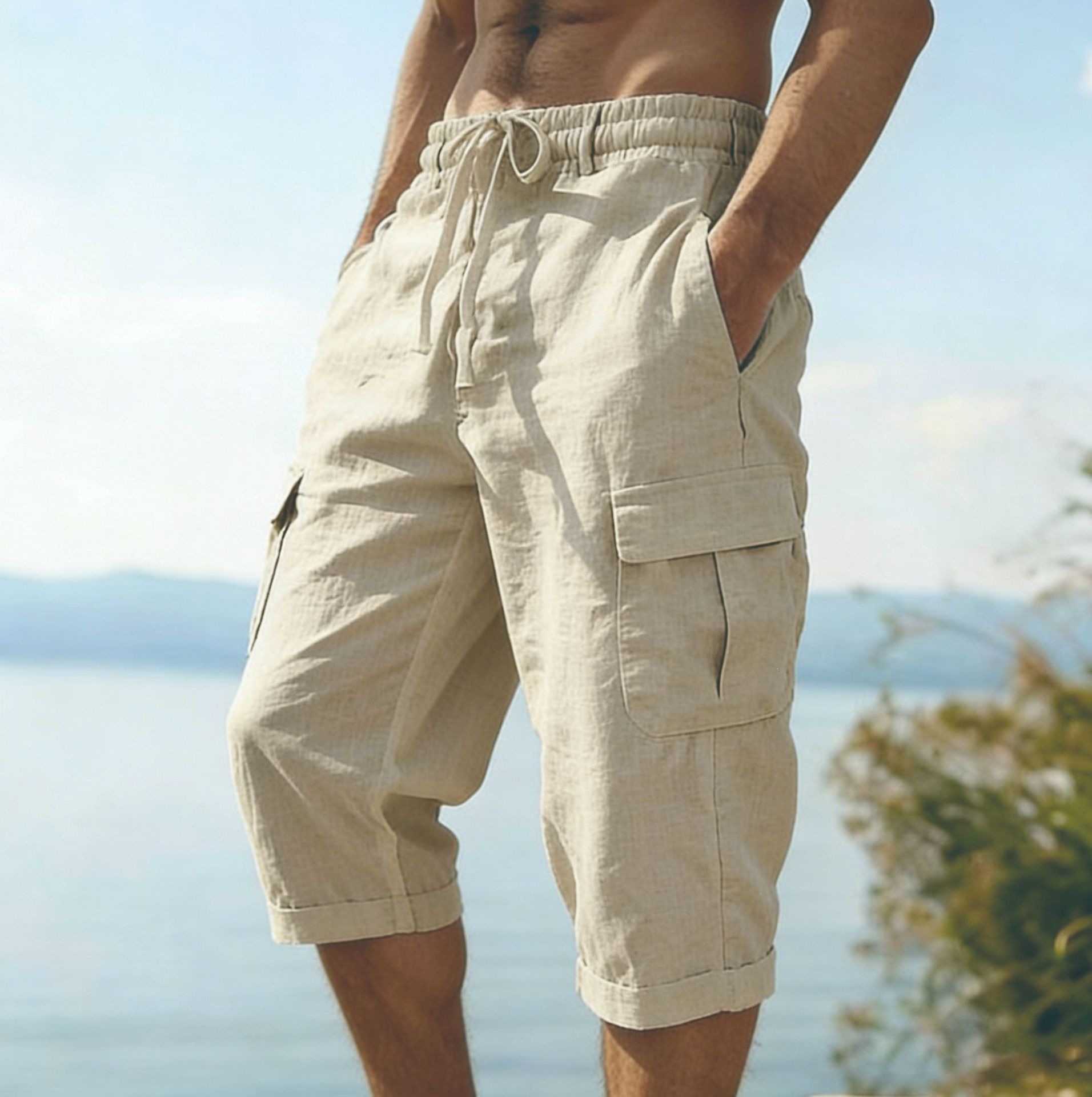 Men Summer Cotton Linen Shorts - Short Linen Drawstring recension och pris