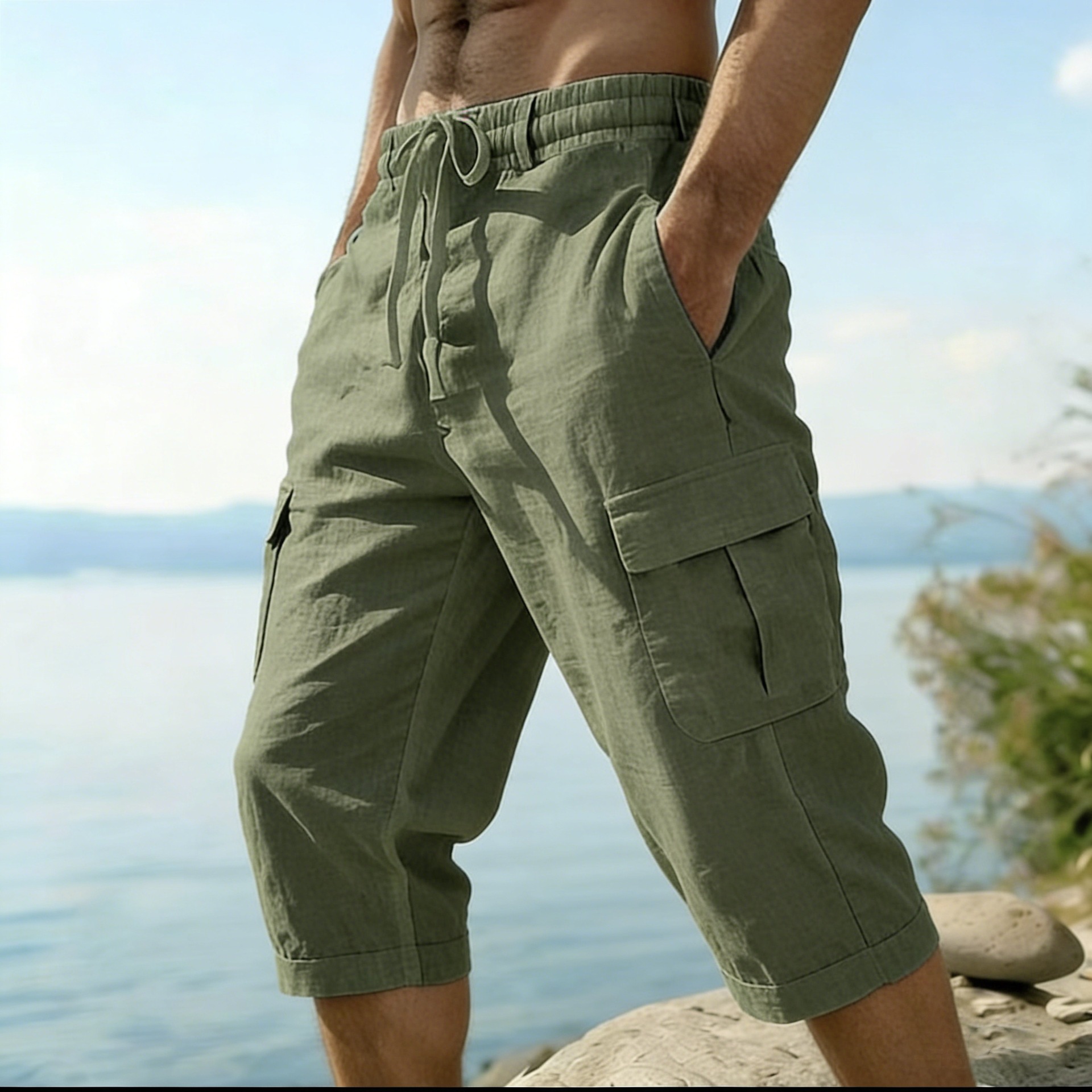 Men Summer Cotton Linen Shorts - Short Linen Drawstring recension och pris